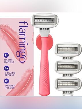 Flamingo Shaving Razor Set, Pink (NEW)
